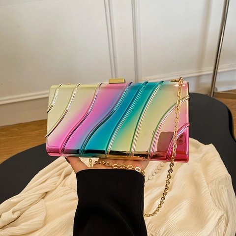 Wavy Texture Acryl Abendtasche Hard Shell Box Clutch Mit Abnehmbarem Metall Kettenriemen Für Party Hochzeit Dinner Damen