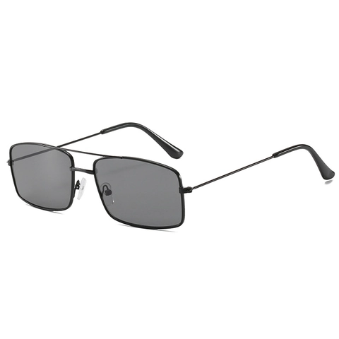 Retro Quadratische Sonnenbrille Metallrahmen Doppelsteg UV400 Schutz Ozean Farbe Gläser Vintage Mode Brille Herren Damen