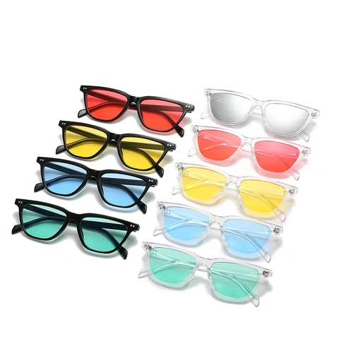 Mode Kattenoog Zonnebril UV400 Bescherming PC Frame Gradiënt Kleurrijke Lenzen Vintage Hip Hop Stijl Dames Heren