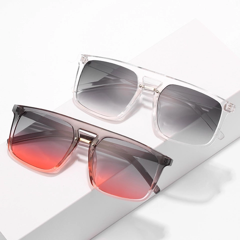 Oversized Quadratische Sonnenbrille PC Rahmen AC Linse UV400 Schutz Doppelbrücke Vintage Mode Brillen Für Herren Damen