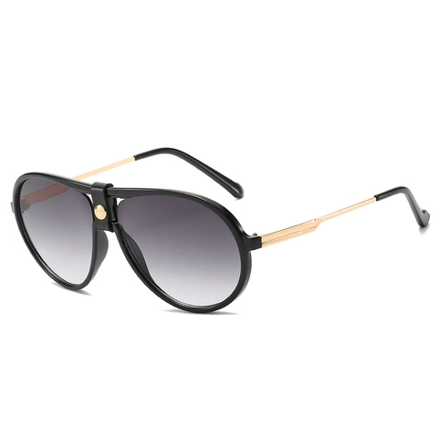 Lunettes De Soleil Aviateur Femme Verres Dégradés Protection UV400 Monture Métal Plastique Avec Détail Pont Simili Cuir