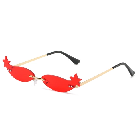 Randlose Sonnenbrille Mit Sternform UV400 Party Rave Disco Brille Für Frauen Leichtes Metallgestell Y2K Retro Brille