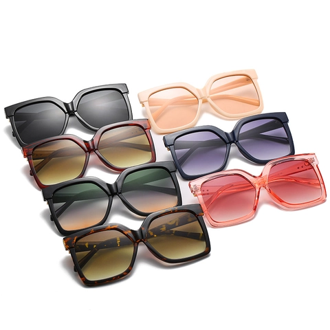 Oversized Vierkante Zonnebril Mode UV Bescherming PC Montuur AC Lens Gradiënt Vintage Brillen Voor Dames Heren