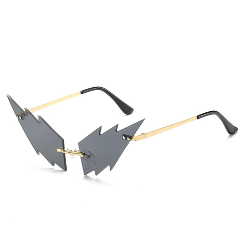 Blitzform Sonnenbrille Randlos Metallrahmen UV400 Schutz Verlaufslinsen Party Rave Neuheit Punk Brillen Für Damen