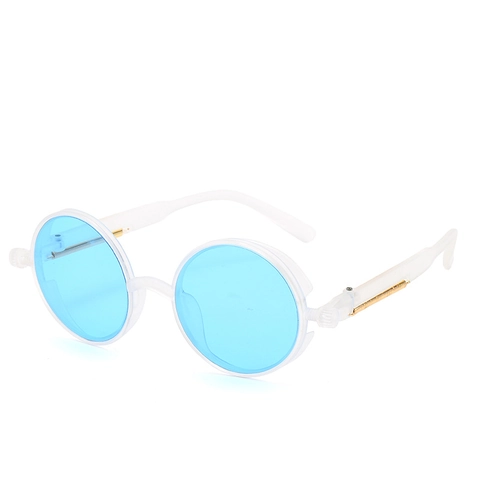 Steampunk Runde Sonnenbrille Retro UV400 Schutz Brille Mit Metall Federbügeln PC Rahmen Mode Unisex