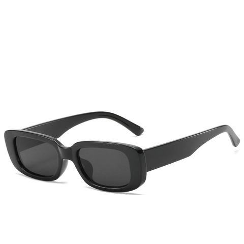 Lunettes De Soleil Rectangulaires Rétro Monture PC Verres AC Protection UV400 Lunettes Carrées Épaisses Hommes Femmes