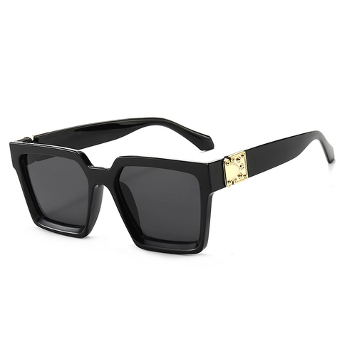 Occhiali Da Sole Quadrati Per Donna E Uomo Protezione UV400 Montatura Spessa Oversize Retro Moda Con Cerniere In Metallo Dorato