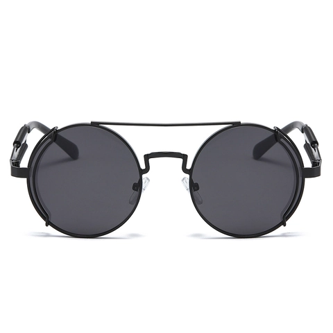 Lunettes De Soleil Rondes Rétro Steampunk Monture Métallique Charnières À Ressort Protection UV400 Pour Hommes Femmes