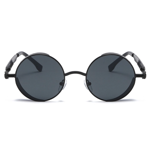 Steampunk Runde Sonnenbrille Metallrahmen UV Schutz Retro Gothic Industrial Design Mit Metall Federbügeln Für Damen Herren