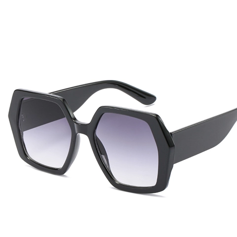 Lunettes De Soleil Hexagonales Surdimensionnées Monture PC Verres Dégradés Protection UV400 Femmes