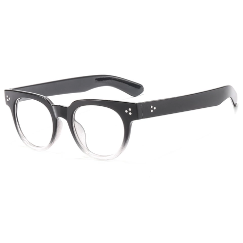 Retro Runde Brille Rahmen Herren Plain Optische Brillen PC Material Metallnieten Vintage Stil Klare Linse Trendig