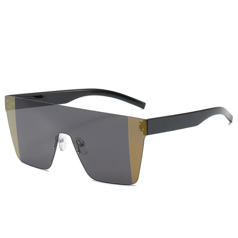 Lunettes Soleil Bouclier PC Monobloc Dessus Plat Carré Mode Verres Dégradés UV400 Femme Homme