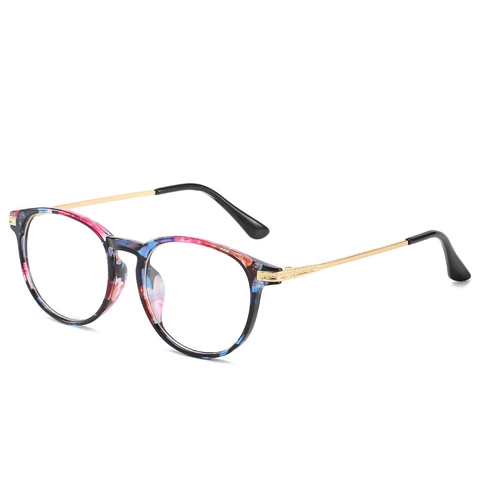 Montura Occhiali Da Vista Rotondi Retro Anti Luce Blu Leggero PC Metallo Per Donna