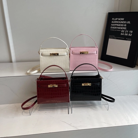 Borsa A Mano In Pelle PU Con Motivo Coccodrillo Borsa A Tracolla Con Chiusura Dorata Elegante Da Ufficio