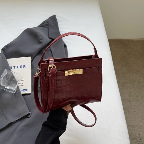 Borsa A Mano In Pelle PU Con Motivo Coccodrillo Borsa A Tracolla Con Chiusura Dorata Elegante Da Ufficio