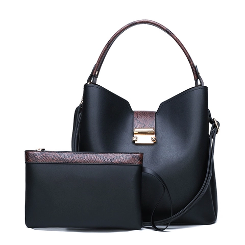 Damen Handtasche Und Clutch PU Leder Schlangenmuster Patchwork Große Kapazität Eimer Umhängetasche Trendy Mode