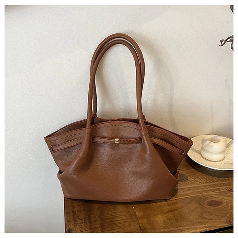 Vintage Large Capacity Tote Bag PU Leather Litchi Grain Wing Shape Commute Shoulder Handbag For Women