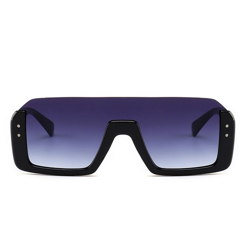 Lunettes De Soleil Surdimensionnées Flat Top Monture En Plastique Verre Intégré Décor Rivet Protection UV400 Carré Unisexe