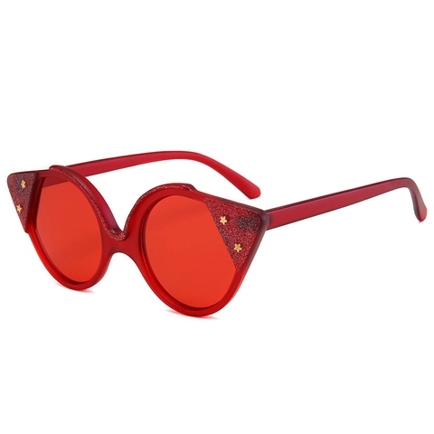Katzenaugen Sonnenbrille Mit Glitzer PC Rahmen Und Goldener Stern Dekoration Modische UV400 Brille Damen Party Bühne