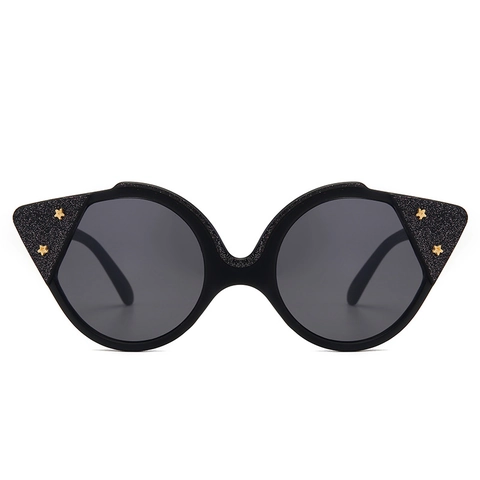 Katzenaugen Sonnenbrille Mit Glitzer PC Rahmen Und Goldener Stern Dekoration Modische UV400 Brille Damen Party Bühne