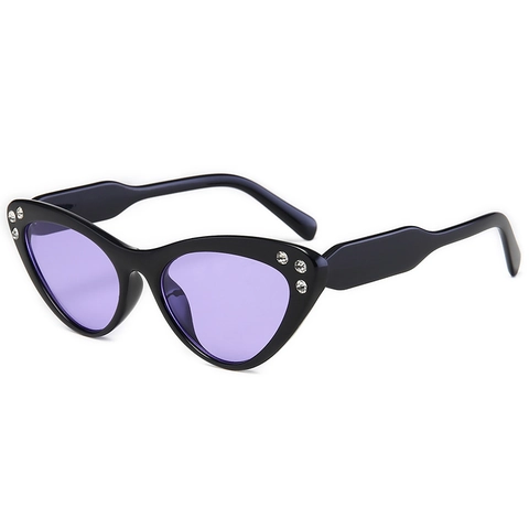Cat Eye Sunglasses For Women Fashion Retro Rhinestone Decor Gradient Lenses UV400 Protective PC Frame