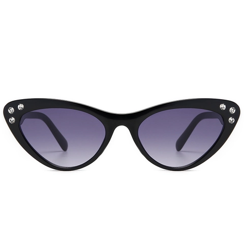Cat Eye Sunglasses For Women Fashion Retro Rhinestone Decor Gradient Lenses UV400 Protective PC Frame