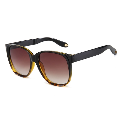Large Square Frame Sunglasses UV400 Protection PC AC Material Vintage Trendy Gradient Lens Travel Eyewear
