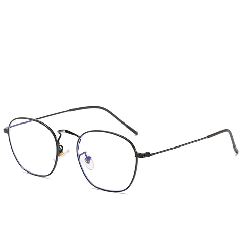 Occhiali Anti Luce Blu Montatura In Metallo Poligonale Tonda Retro Moda Leggeri Ottici Per Uomini Donne