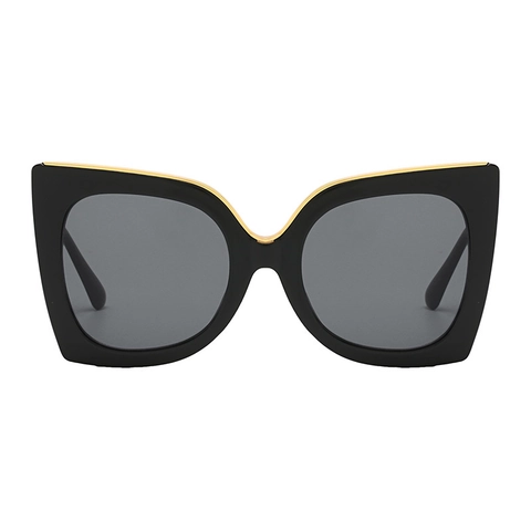 Lunettes De Soleil Œil De Chat Surdimensionnées Pour Femmes Monture Papillon Plastique Décor Métal UV400 Mode