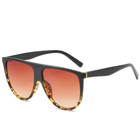 Lunettes de Soleil Femmes Oversized Flat Top Verres Dégradés Monture PC Protection UV400 Tendance Oeil de Chat Voyage