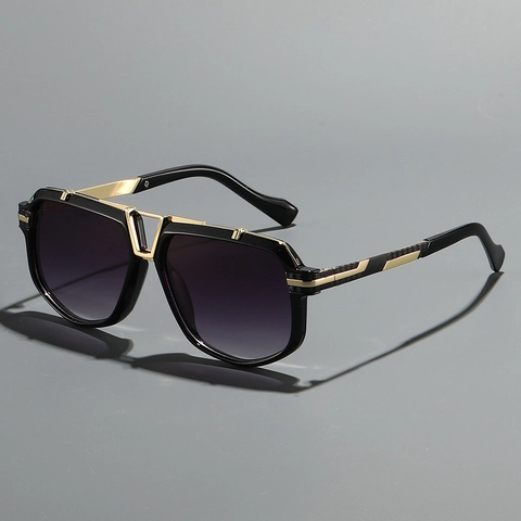 Luxury Square Aviator Sunglasses For Men Women Fashion Oversized Gradient PC Lens UV400 Metal V-Bridge Vintage Eyewear