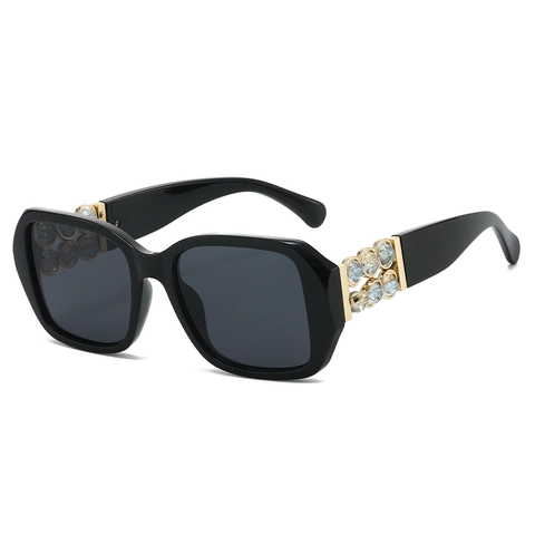Square Large Frame Sunglasses PC UV400 Protection With Colorful Beads Rhinestones Decoration Trendy Fashion For Women Men