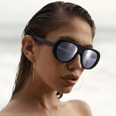 Oversized Sunglasses Retro Flat Top Fashion UV400 Protection PC Frame AC Lens Unisex Hip Hop Ins Style Eyewear