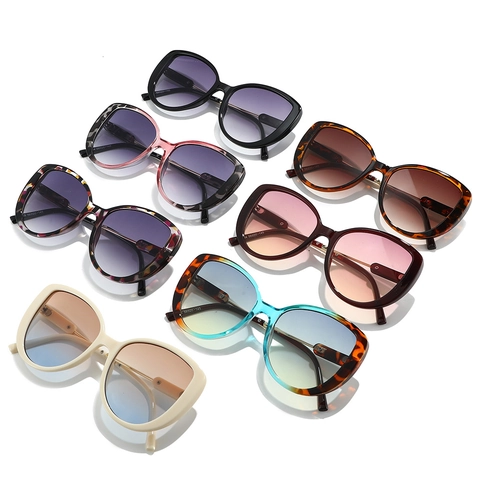 Occhiali Da Sole Oversize Cat Eye Donna Protezione UV400 Montatura PC Aste In Metallo Lenti Sfumate Moda