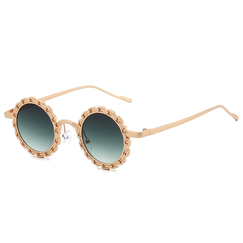 Round Sunglasses Retro Metal Chain Frame UV400 Protection Trendy Steampunk Shades For Women Unisex Fashion Eyewear