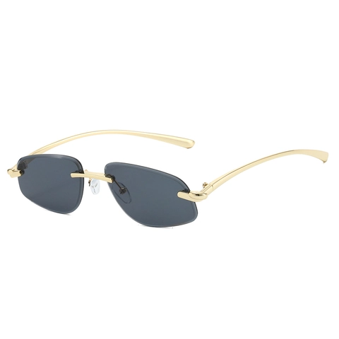 Fashion Rimless Polygon Sunglasses Metal Temple UV400 Protection Retro Gradient Lens Eyewear For Men Women