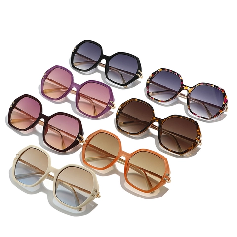 Occhiali Da Sole Esagonali Oversize Protezione UV400 Montatura In Plastica Metallo Tendenza Retro Donne Uomini Viaggi