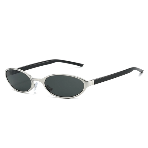 Occhiali Da Sole Gatto Ovali Montatura In Metallo Lenti In PC Protezione UV400 Y2K Moda Futuristica Per Uomo Donna