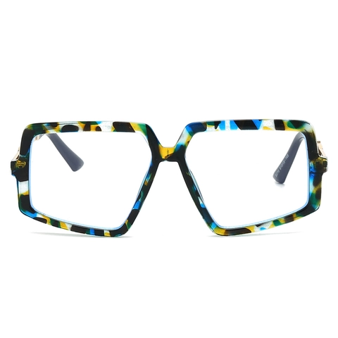 Montatura Per Occhiali Quadrati Grandi PC Metallo Moda Geometrica Occhiali Anti Luce Blu Per Donne Uomini