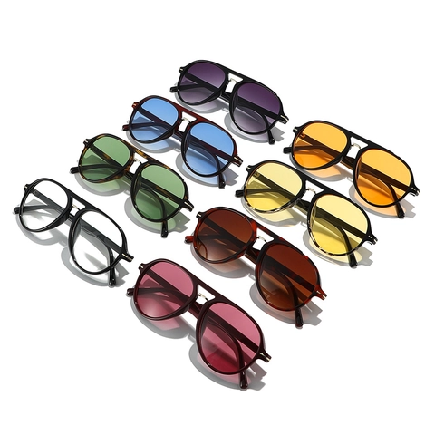 Lunettes De Soleil Aviateur Rétro Avec Double Pont Protection UV400 Monture PC Unisexe