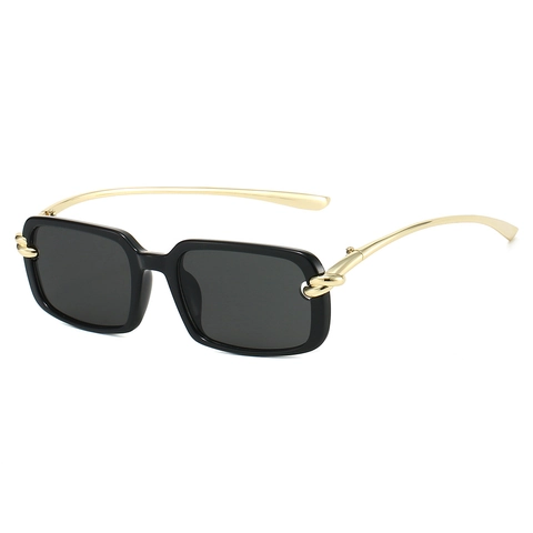 Retro Rectangle Sunglasses With Metal Knot Temple UV400 Protection Square Fashion Eyewear For Women And Men Outdoor