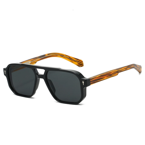 Retro Aviator Sunglasses Large Square PC Frame Double Bridge UV400 Protection Fashion Eyewear For Men Women