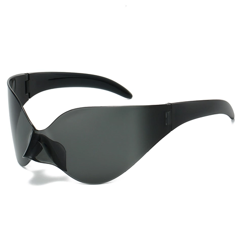 Oversized Y2K Rimless Sunglasses One Piece Cycling Mirror Sun Glasses For Men Women Future Cyberpunk Fashion Sport Eyewear