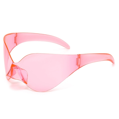 Oversized Y2K Rimless Sunglasses One Piece Cycling Mirror Sun Glasses For Men Women Future Cyberpunk Fashion Sport Eyewear