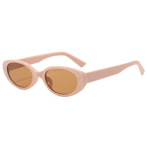Lunettes De Soleil À Monture Ovale Avec Décoration De Cœur Monture PC Protection UV400 Style Rétro Vintage Extérieur