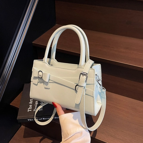 Borsa A Tracolla Da Donna In Pelle PU Con Fiocco Piccola Borsa A Mano Quadrata Retrò Borsa A Spalla Minimalista Elegante