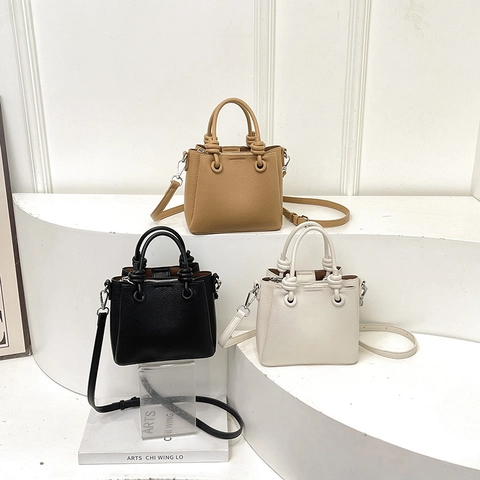 Borsa A Mano Da Donna In Pelle PU Grana Litchi Con Manico A Nodo Borsa A Spalla Trendy Borsa A Tracolla Versatile