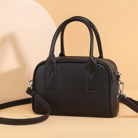 Borsa Boston Vintage In Pelle PU Trama Litchi Borsa A Tracolla Con Tracolla Rimovibile Per Donna Piccola Borsa Alla Moda