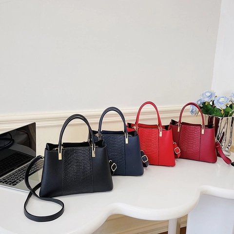 Bolso De Mano Vintage Para Mujer Cuero PU Patrón Cocodrilo Gran Capacidad Bolso De Hombro Con Correa Desmontable