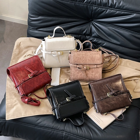 Sac À Dos Multi-Usage En Cuir PU Rétro Pour Femmes Sac Bandoulière Sac À Main Style Coréen Kelly Bag Boucle